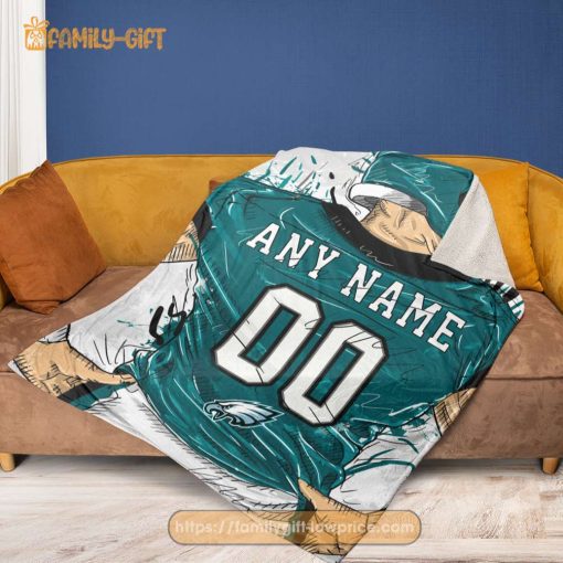 Personalized Philadelphia Eagles Blanket – Custom NFL Jersey with Your Name & Number