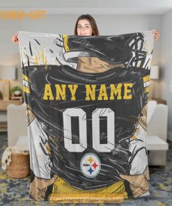 Cute Blanket Pittsburgh Steelers Blanket - Personalized Blankets with Names - Custom NFL Jersey 1