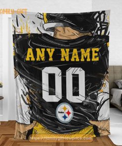 Cute Blanket Pittsburgh Steelers Blanket - Personalized Blankets with Names - Custom NFL Jersey