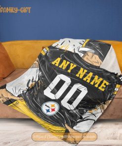Cute Blanket Pittsburgh Steelers Blanket - Personalized Blankets with Names - Custom NFL Jersey 2