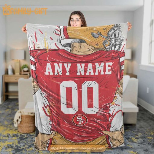 Cute Blanket San Francisco 49ers Blanket – Personalized Blankets with Names – Custom NFL Jersey