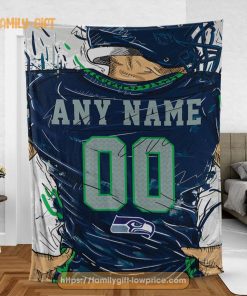 Cute Blanket Seattle Seahawks Blanket – Personalized Blankets with Names – Custom NFL Jersey