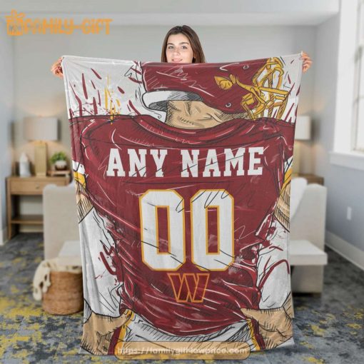 Cute Blanket Washington Commanders Blanket – Personalized Blankets with Names – Custom NFL Jersey