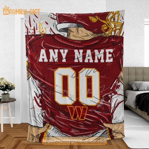 Custom Washington Commanders Blanket – Personalized NFL Jersey Blanket with Name & Number