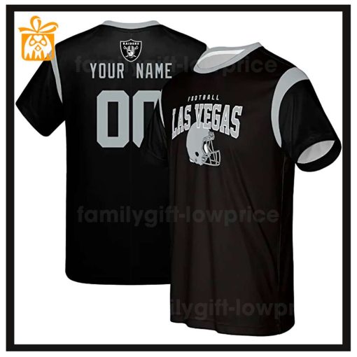 Custom Football NFL Raiders T Shirt for Men Women – Las Vegas Raiders American Football Shirt with Custom Name and Number