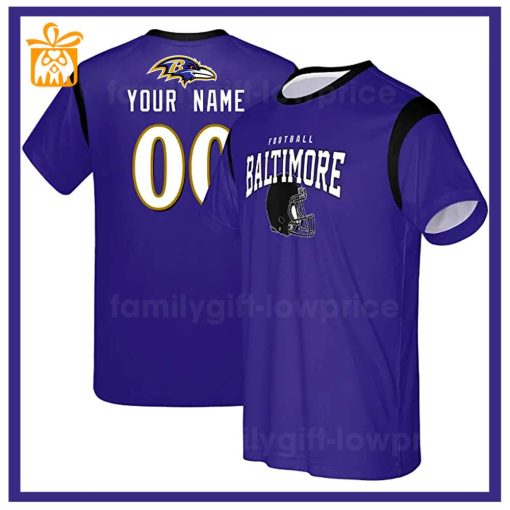 Custom Football NFL Ravens Shirt for Men Women – Baltimore Ravens American Football Shirt with Custom Name and Number