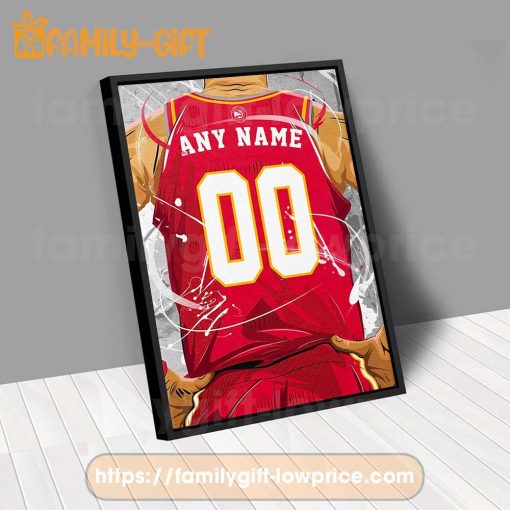 Personalize Your Atlanta Hawks Jersey NBA Poster with Custom Name and Number – Premium Poster for Room