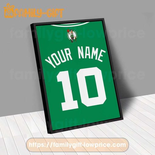 Personalize Your Boston Celtics Jersey NBA Poster with Custom Name and Number – Premium Poster for Room
