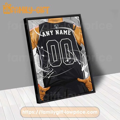 Personalize Your Brooklyn Nets Jersey NBA Poster with Custom Name and Number – Premium Poster for Room