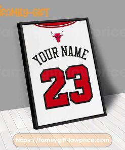 Personalize Your Chicago Bulls Jersey NBA Poster with Custom Name and Number - Premium Poster for Room