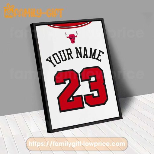 Personalize Your Chicago Bulls Jersey NBA Poster with Custom Name and Number – Premium Poster for Room