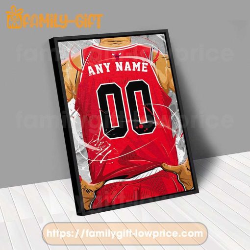 Personalize Your Chicago Bulls Jersey NBA Poster with Custom Name and Number – Premium Poster for Room