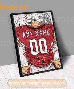 Personalize Your Arizona Cardinals Jersey NFL Poster with Custom Name and Number - Premium Poster for Room