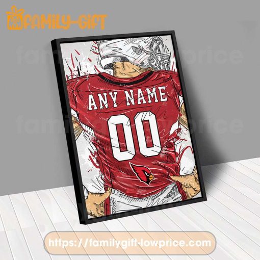 Personalize Your Arizona Cardinals Jersey NFL Poster with Custom Name and Number – Premium Poster for Room