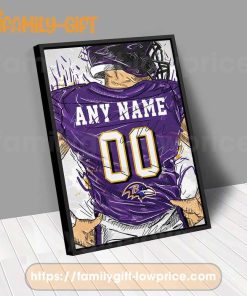 Personalize Your Baltimore Ravens Jersey NFL Poster with Custom Name and Number - Premium Poster for Room