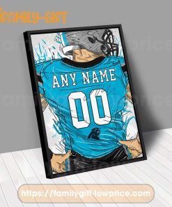 Personalize Your Carolina Panthers Jersey NFL Poster with Custom Name and Number - Premium Poster for Room