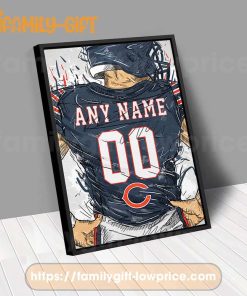 Personalize Your Chicago Bears Jersey NFL Poster with Custom Name and Number - Premium Poster for Room