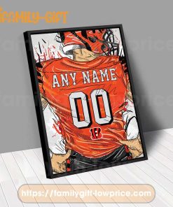 Personalize Your Cincinnati Bengals Jersey NFL Poster with Custom Name and Number - Premium Poster for Room