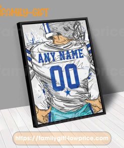 Personalize Your Dallas Cowboys Jersey NFL Poster with Custom Name and Number - Premium Poster for Room