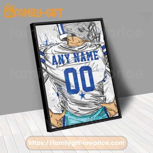 Personalize Your Dallas Cowboys Jersey NFL Poster with Custom Name and Number – Premium Poster for Room
