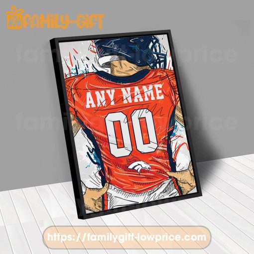 Personalize Your Denver Broncos Jersey NFL Poster with Custom Name and Number – Premium Poster for Room