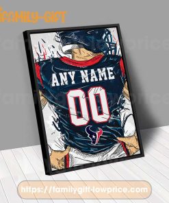 Personalize Your Houston Texans Jersey NFL Poster with Custom Name and Number - Premium Poster for Room