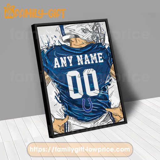 Personalize Your Indianapolis Colts Jersey NFL Poster with Custom Name and Number – Premium Poster for Room