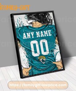 Personalize Your Jacksonville Jaguars Jersey NFL Poster with Custom Name and Number - Premium Poster for Room