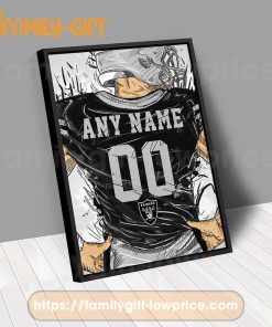 Personalize Your Las Vegas Raiders Jersey NFL Poster with Custom Name and Number - Premium Poster for Room