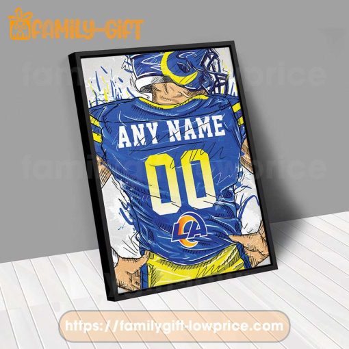 Personalize Your Los Angeles Rams Jersey NFL Poster with Custom Name and Number – Premium Poster for Room