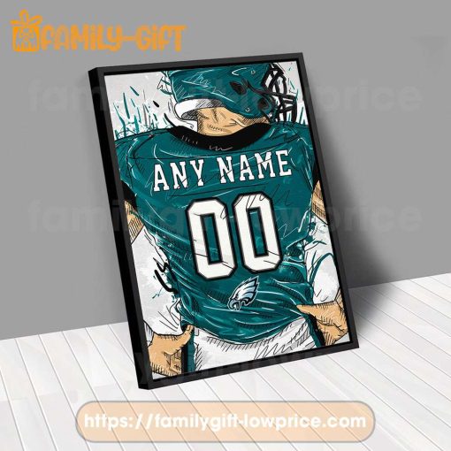 Personalize Your Philadelphia Eagles Jersey NFL Poster with Custom Name and Number – Premium Poster for Room