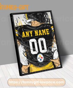 Personalize Your Pittsburgh Steelers Jersey NFL Poster with Custom Name and Number - Premium Poster for Room