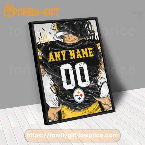 Personalize Your Pittsburgh Steelers Jersey NFL Poster with Custom Name and Number – Premium Poster for Room