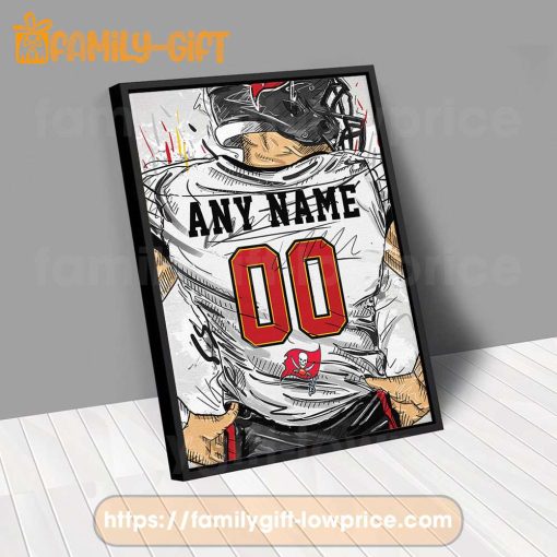 Personalize Your Tampa Bay Buccaneers Jersey NFL Poster with Custom Name and Number – Premium Poster for Room