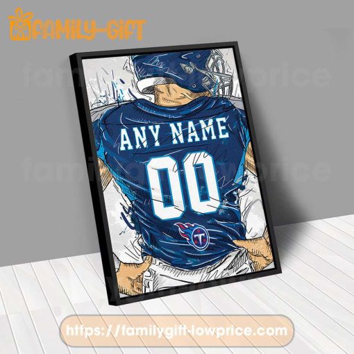 Personalize Your Tennessee Titans Jersey NFL Poster with Custom Name and Number – Premium Poster for Room