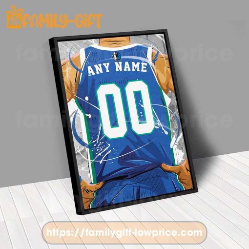 Personalize Your Dallas Mavericks Jersey NBA Poster with Custom Name and Number – Premium Poster for Room