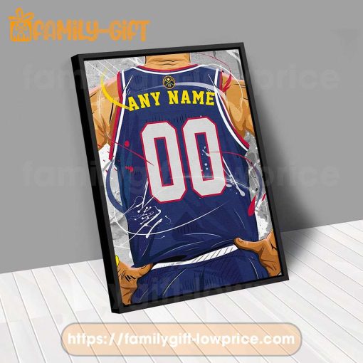 Personalize Your Denver Nuggets Jersey NBA Poster with Custom Name and Number – Premium Poster for Room