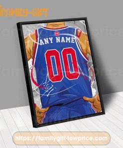 Personalize Your Detroit Pistons Jersey NBA Poster with Custom Name and Number - Premium Poster for Room