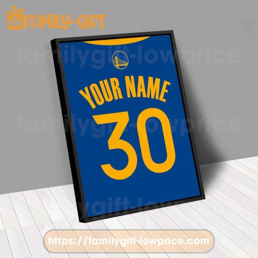 Personalize Your Golden State Warriors Jersey NBA Poster with Custom Name and Number – Premium Poster for Room