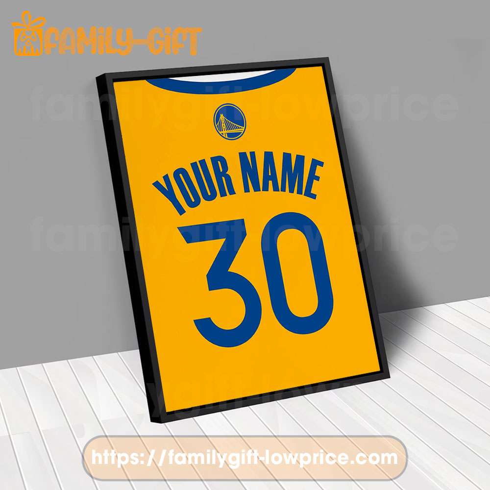Personalize Your Golden State Warriors Jersey NBA Poster with Custom Name and Number - Premium Poster for Room