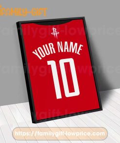 Personalize Your Houston Rockets Jersey NBA Poster with Custom Name and Number - Premium Poster for Room