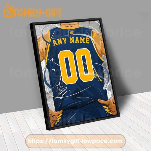 Personalize Your Indiana Pacers Jersey NBA Poster with Custom Name and Number – Premium Poster for Room