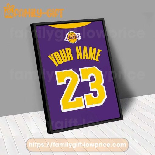 Personalize Your Los Angeles Lakers Jersey NBA Poster with Custom Name and Number – Premium Poster for Room