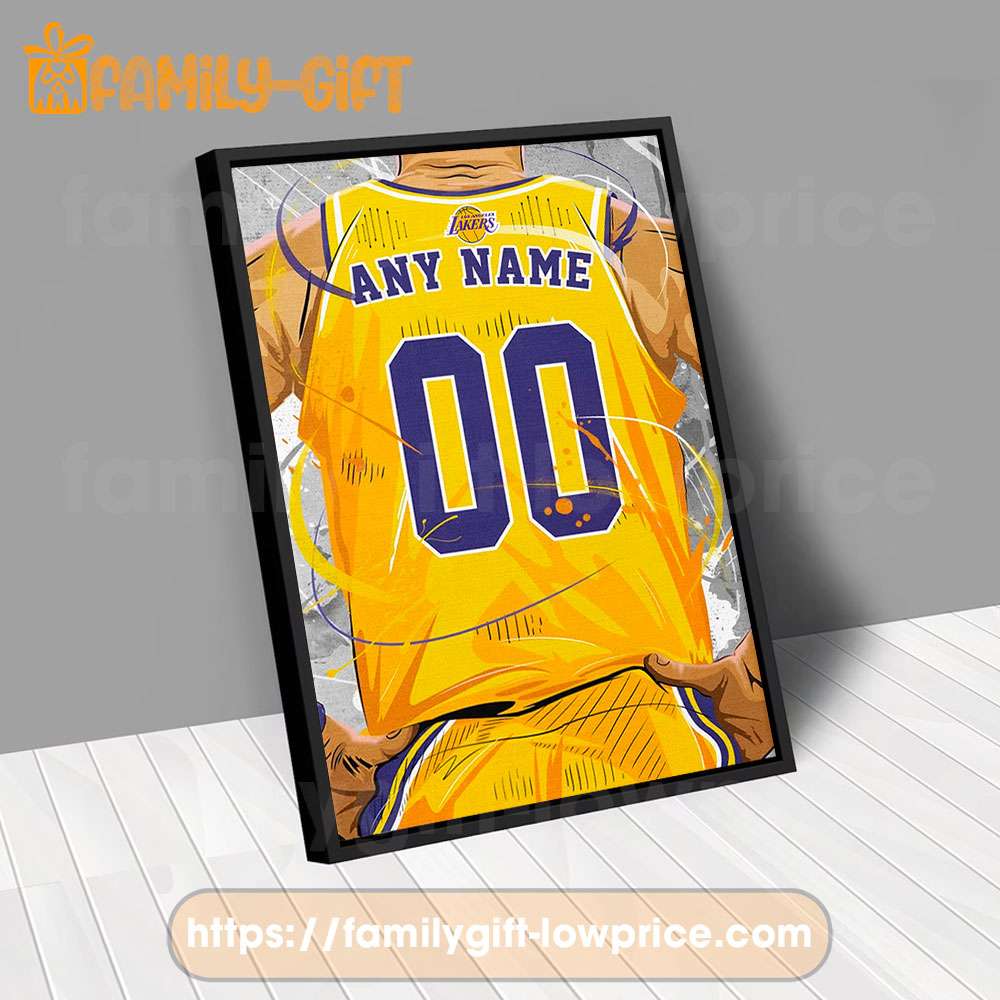 Personalize Your Los Angeles Lakers Jersey NBA Poster with Custom Name and Number - Premium Poster for Room