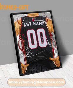 Personalize Your Miami Heat Jersey NBA Poster with Custom Name and Number - Premium Poster for Room