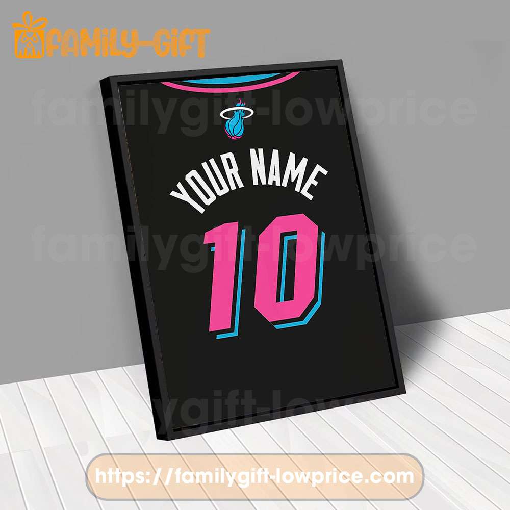 Personalize Your Miami Heat Vice City Jersey NBA Poster with Custom Name and Number - Premium Poster for Room
