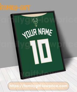 Personalize Your Milwaukee Bucks Jersey NBA Poster with Custom Name and Number - Premium Poster for Room