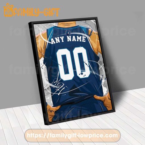 Personalize Your Minnesota Timberwolves Jersey NBA Poster with Custom Name and Number – Premium Poster for Room