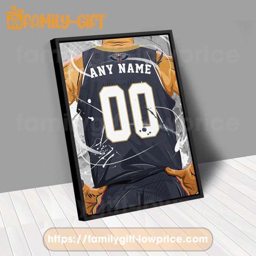 Personalize Your New Orleans Pelicans Jersey NBA Poster with Custom Name and Number – Premium Poster for Room