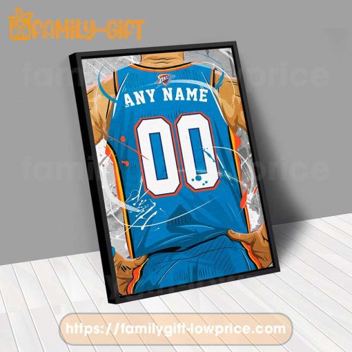 Personalize Your Oklahoma City Jersey NBA Poster with Custom Name and Number – Premium Poster for Room